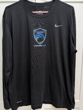 The Nike Tee Athletic Cut Dri-fit, XL, Black, Long Sleeve, 100% Polyester